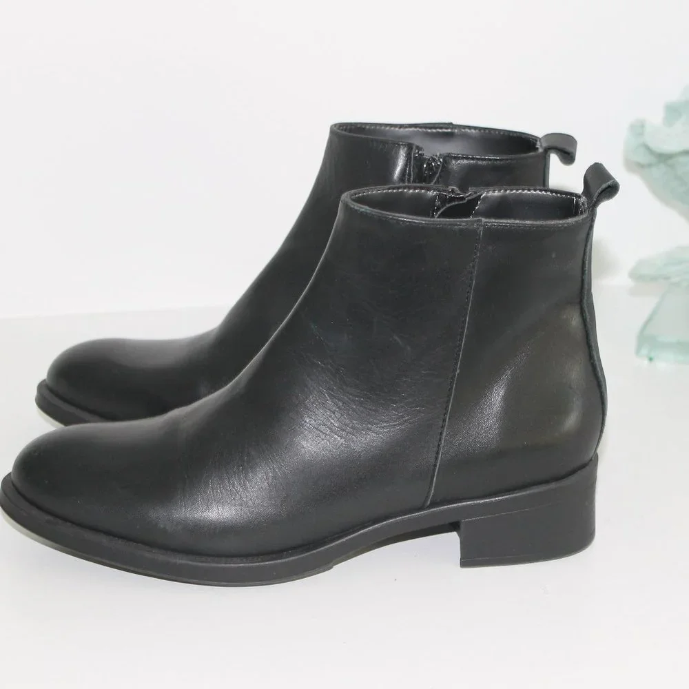 NEW Narf Genuine Leather Ankle Black Boots Womens Sz 37 / 6.5 made in Spain - Picture 5 of 8